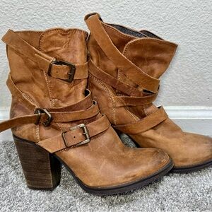 Steve Madden Yale Ankle Boots-Size 9-Brown/Cognac